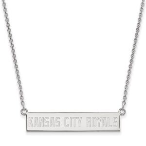 Sterling Silver MLB Kansas City Royals Bar Necklace, 18 Inch